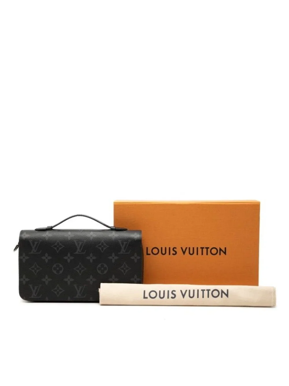 Louis Vuitton Monogram Eclipse Zippy XL Zip Around Wallet Second Black Leather